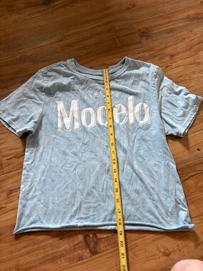ModelCo Pale Blue Kids' Logo Tee with White Print